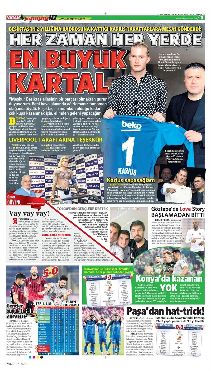 27 Ağustos 2018 | Gazetelerin Beşiktaş Manşetleri - Görsel 17