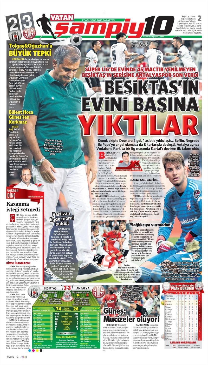 27 Ağustos 2018 | Gazetelerin Beşiktaş Manşetleri - Görsel 18