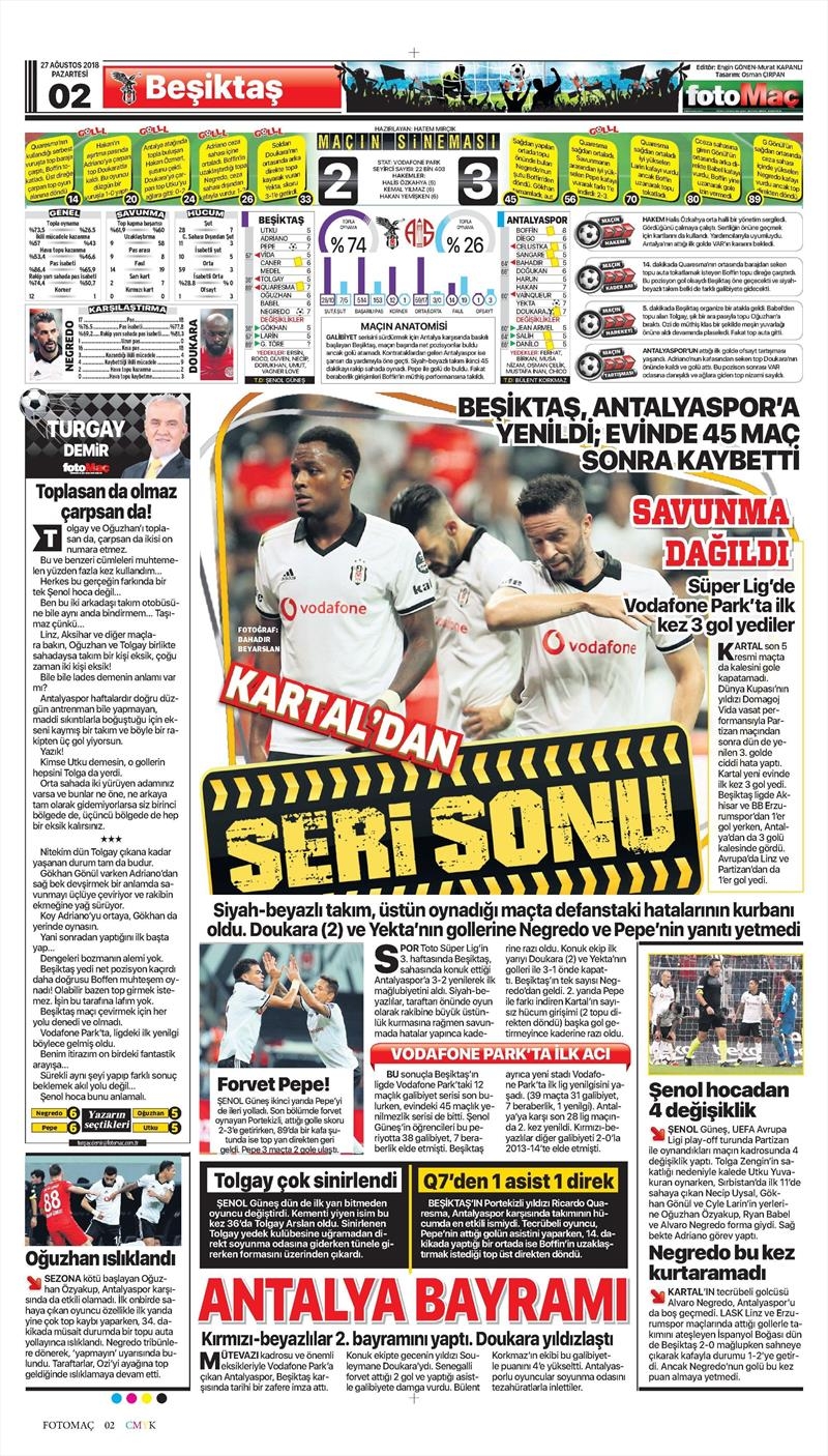 27 Ağustos 2018 | Gazetelerin Beşiktaş Manşetleri - Görsel 19