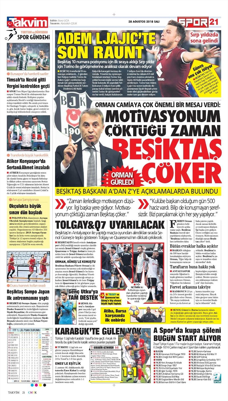28 Ağustos 2018 | Gazetelerin Beşiktaş Manşetleri - Görsel 6
