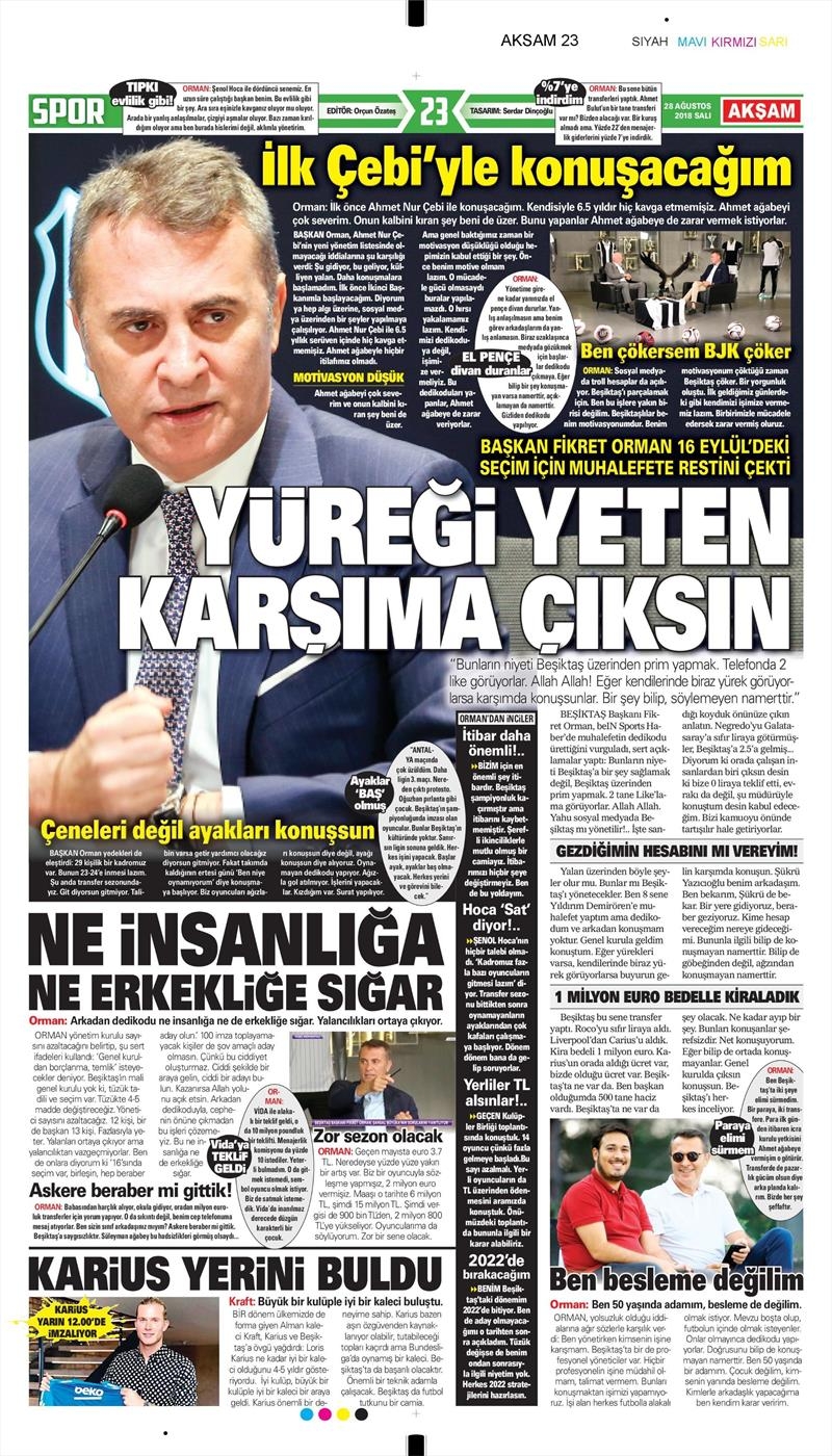 28 Ağustos 2018 | Gazetelerin Beşiktaş Manşetleri - Görsel 7