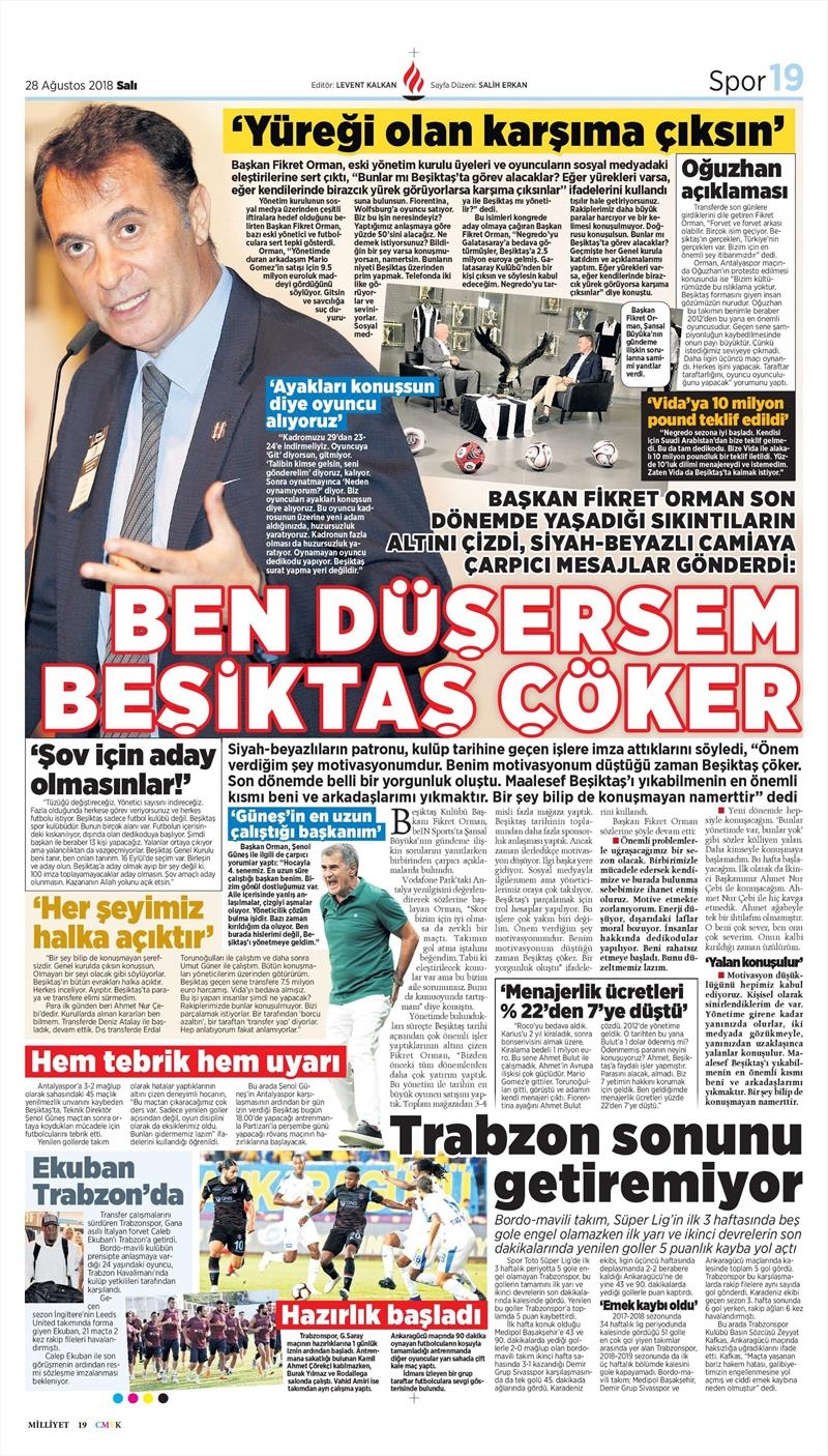 28 Ağustos 2018 | Gazetelerin Beşiktaş Manşetleri - Görsel 8