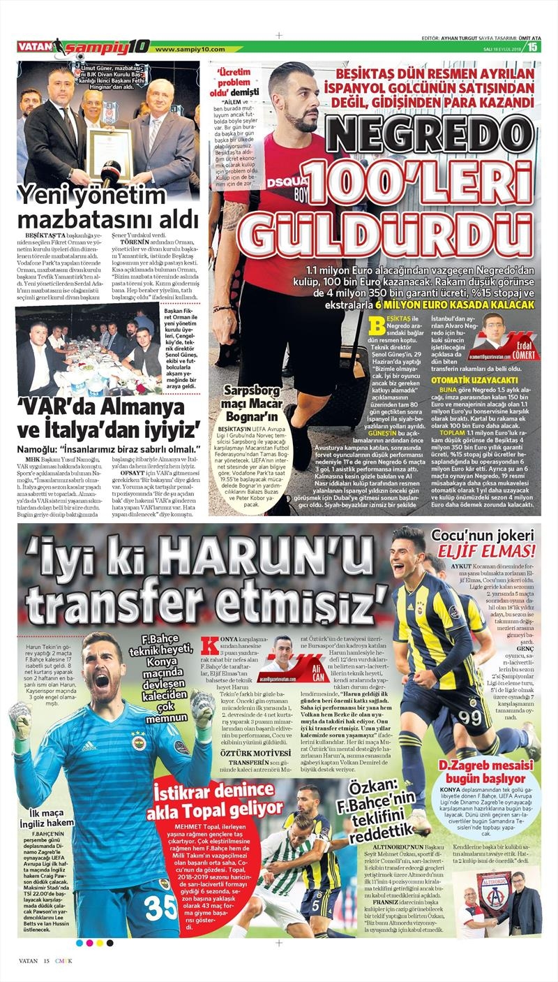 18 Eylül 2018 | Gazetelerin Beşiktaş Manşetleri - Görsel 2