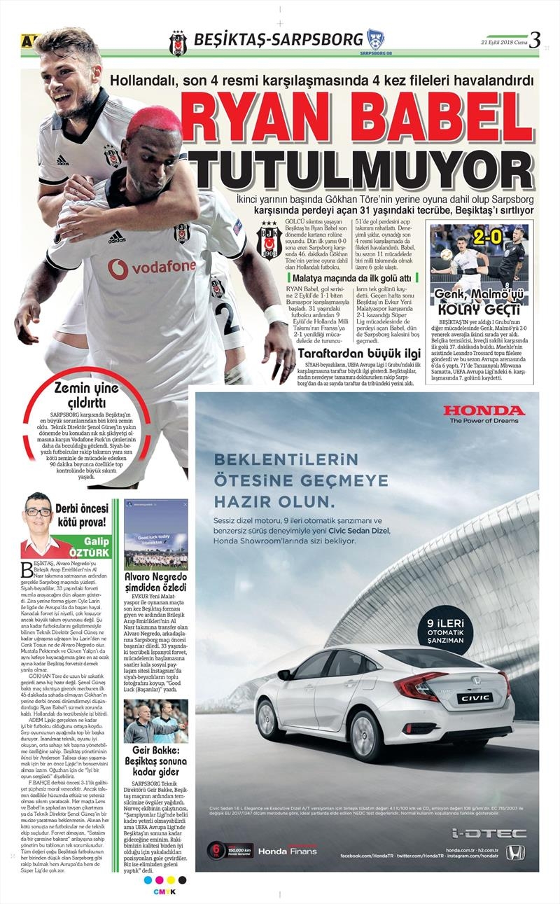 21 Eylül 2018 | Gazetelerin Beşiktaş Manşetleri - Görsel 2