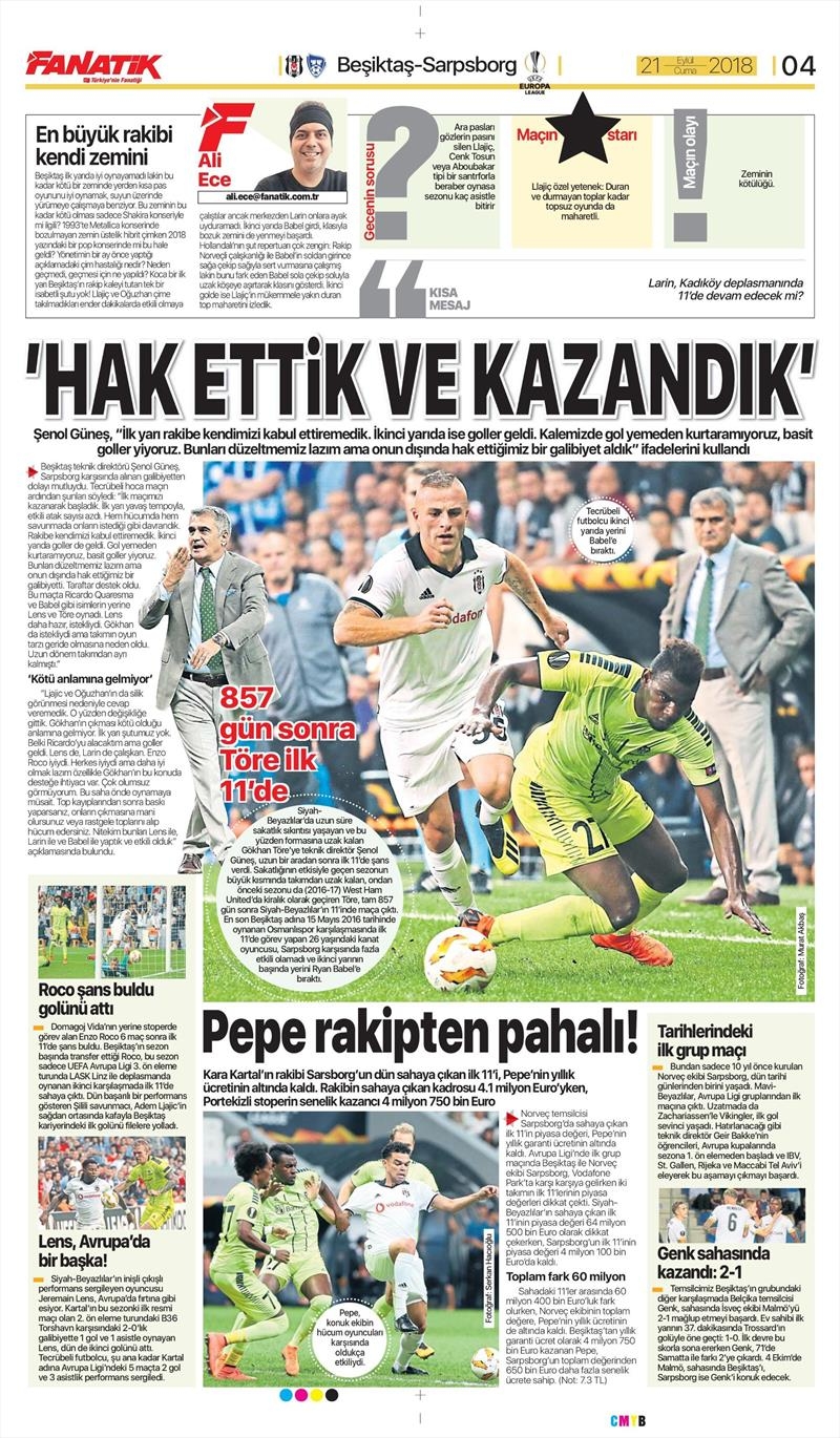 21 Eylül 2018 | Gazetelerin Beşiktaş Manşetleri - Görsel 8