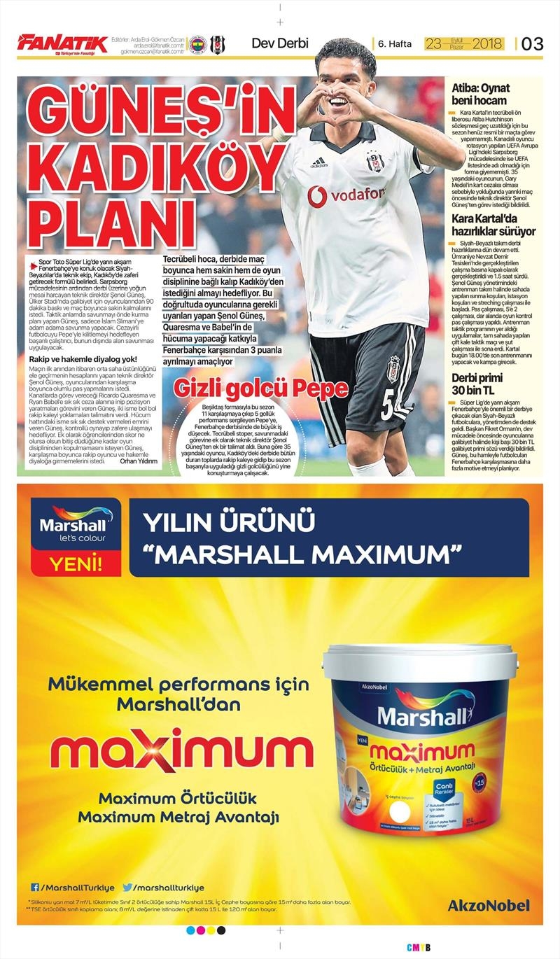 23 Eylül 2018 | Gazetelerin Beşiktaş Manşetleri - Görsel 1