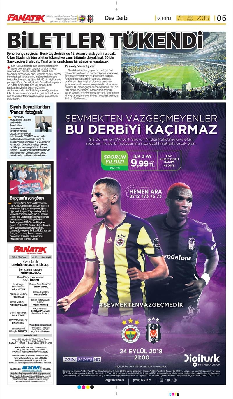 23 Eylül 2018 | Gazetelerin Beşiktaş Manşetleri - Görsel 2
