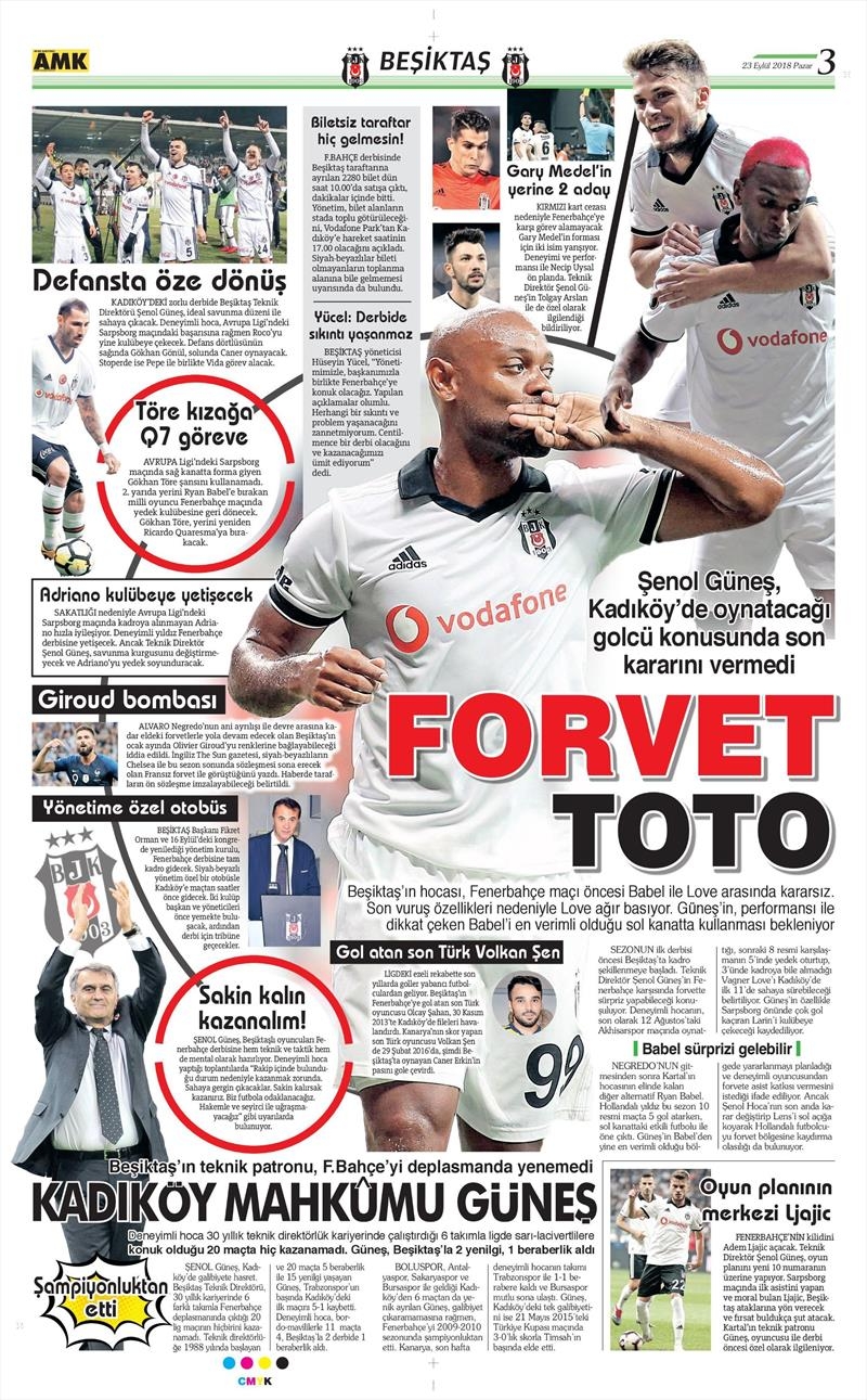 23 Eylül 2018 | Gazetelerin Beşiktaş Manşetleri - Görsel 5