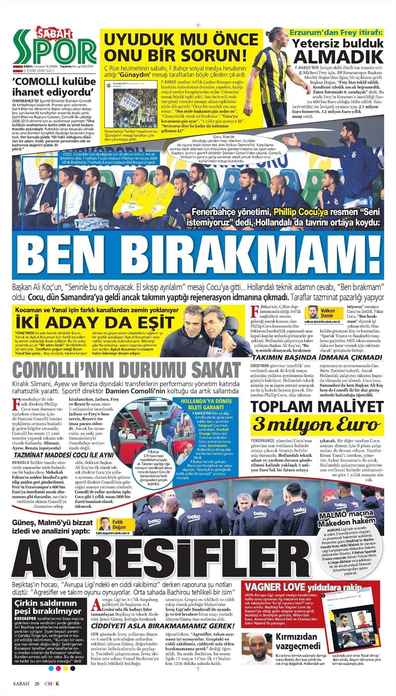 2 Ekim 2018 | Gazetelerin Beşiktaş Manşetleri - Görsel 4