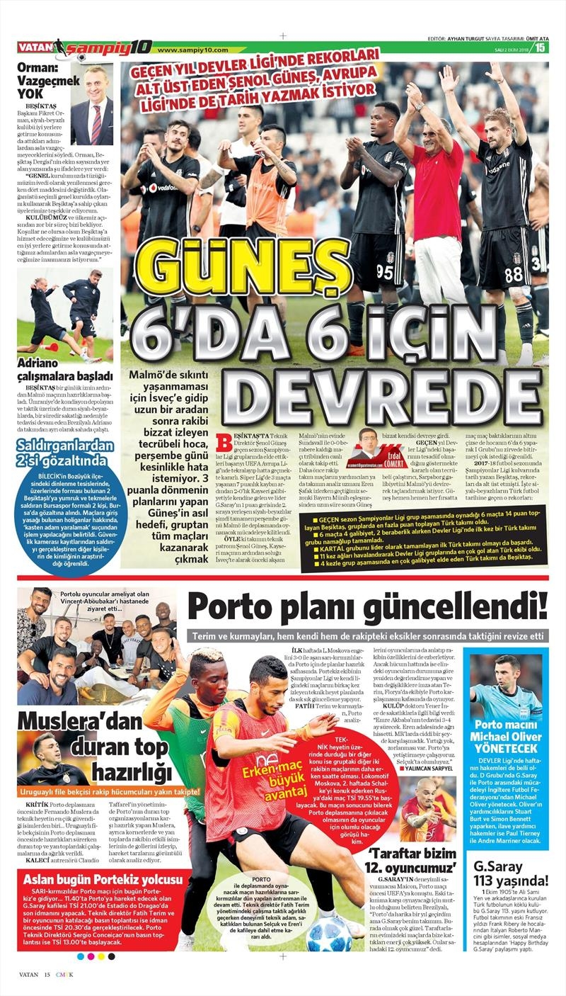 2 Ekim 2018 | Gazetelerin Beşiktaş Manşetleri - Görsel 5