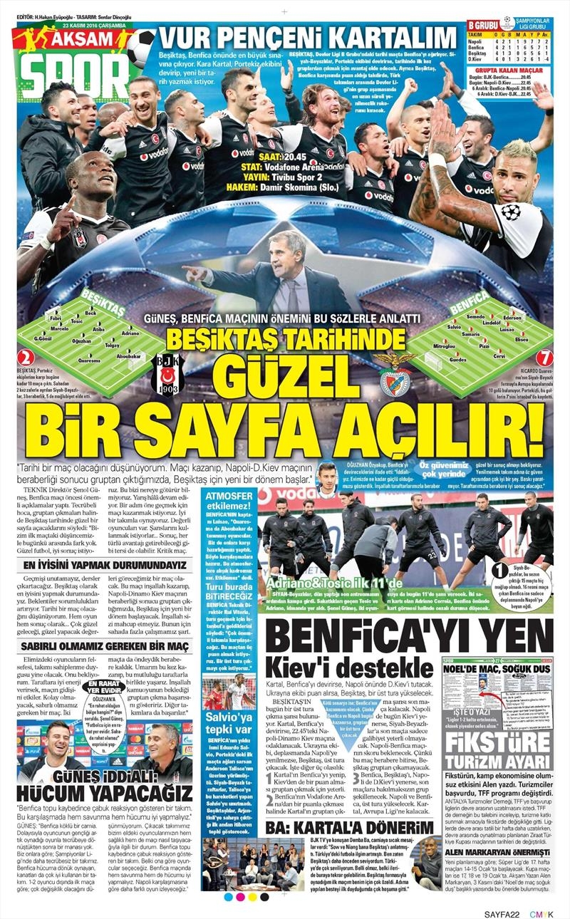 23 Kasım 2016 | Gazetelerin Beşiktaş sayfaları - Görsel 14