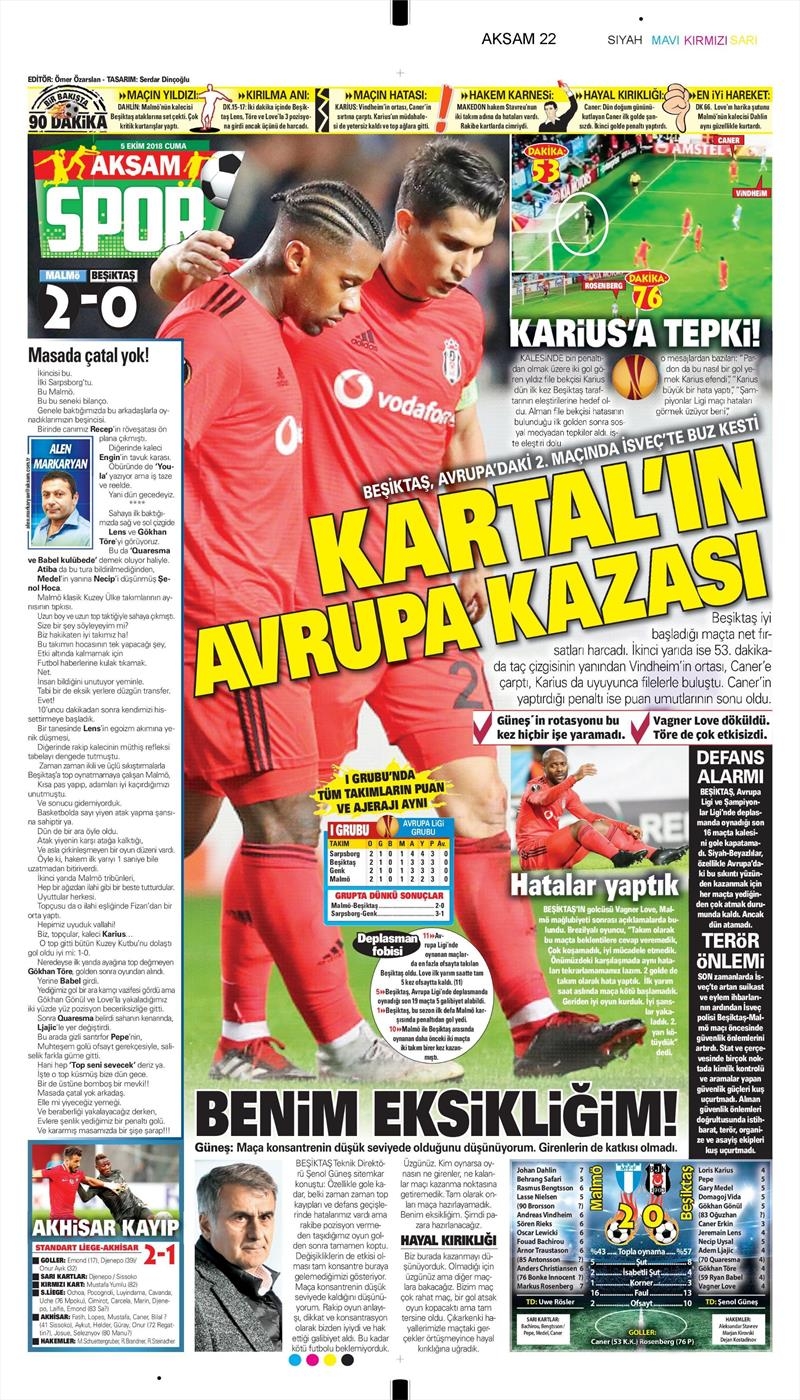 5 Ekim 2018 | Gazetelerin Beşiktaş Manşetleri - Görsel 11