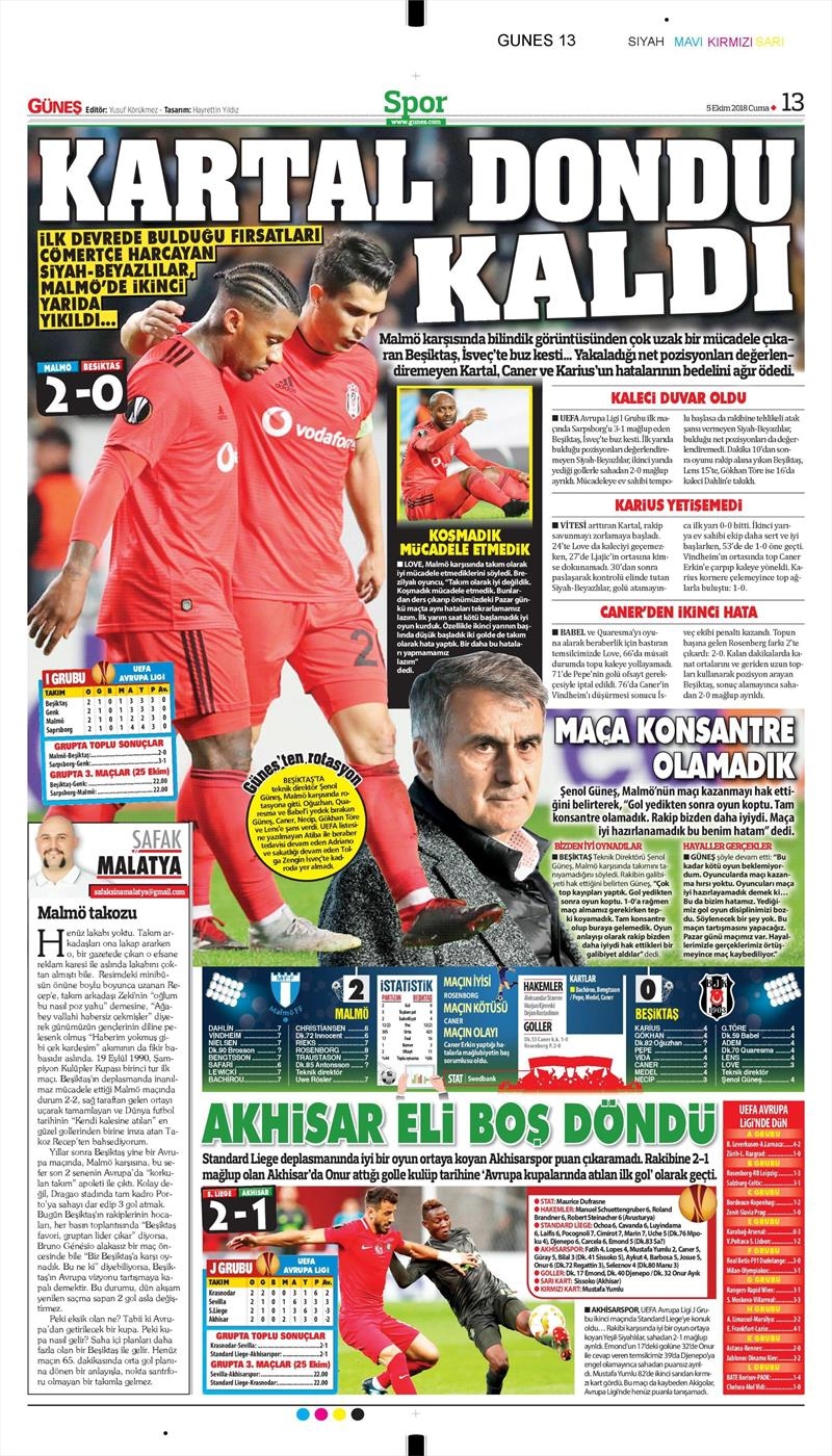 5 Ekim 2018 | Gazetelerin Beşiktaş Manşetleri - Görsel 12