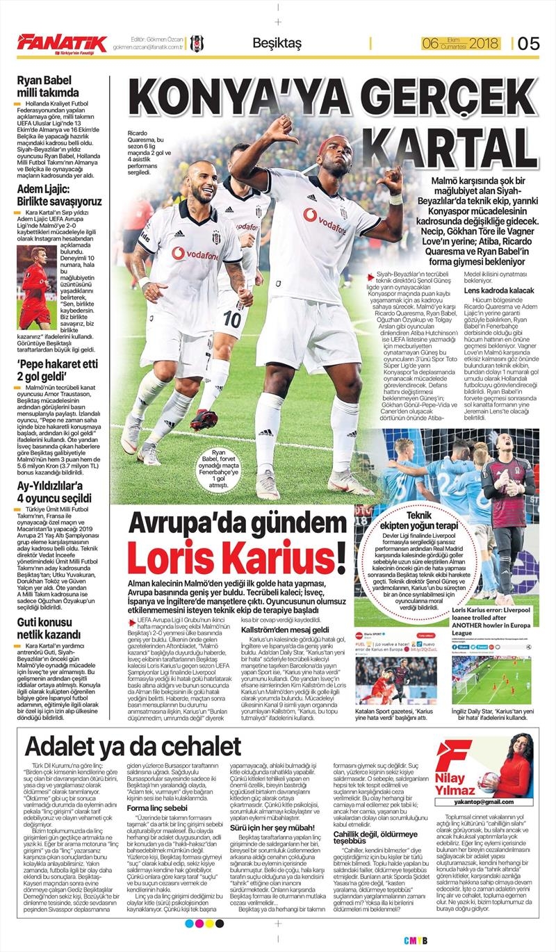 6 Ekim 2018 | Gazetelerin Beşiktaş Manşetleri - Görsel 4