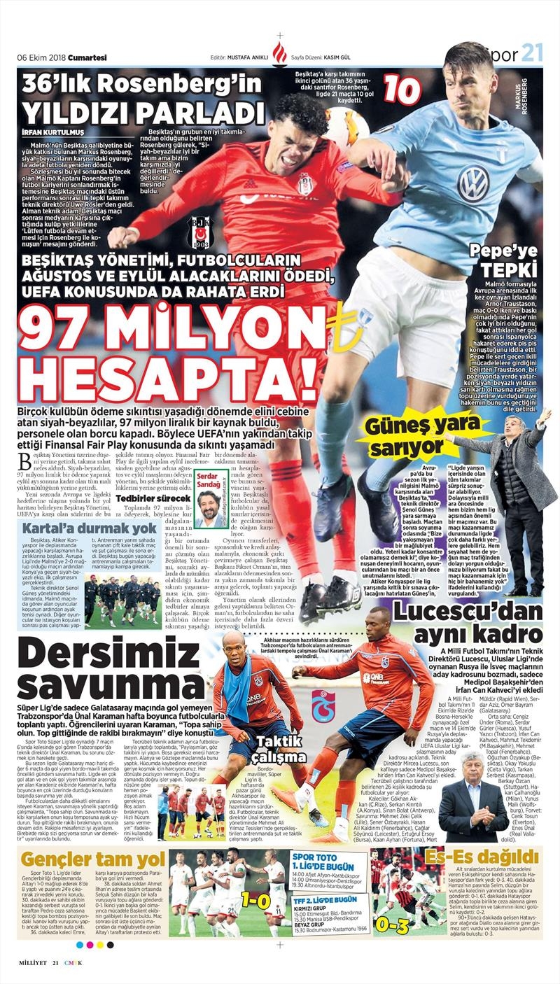 6 Ekim 2018 | Gazetelerin Beşiktaş Manşetleri - Görsel 6