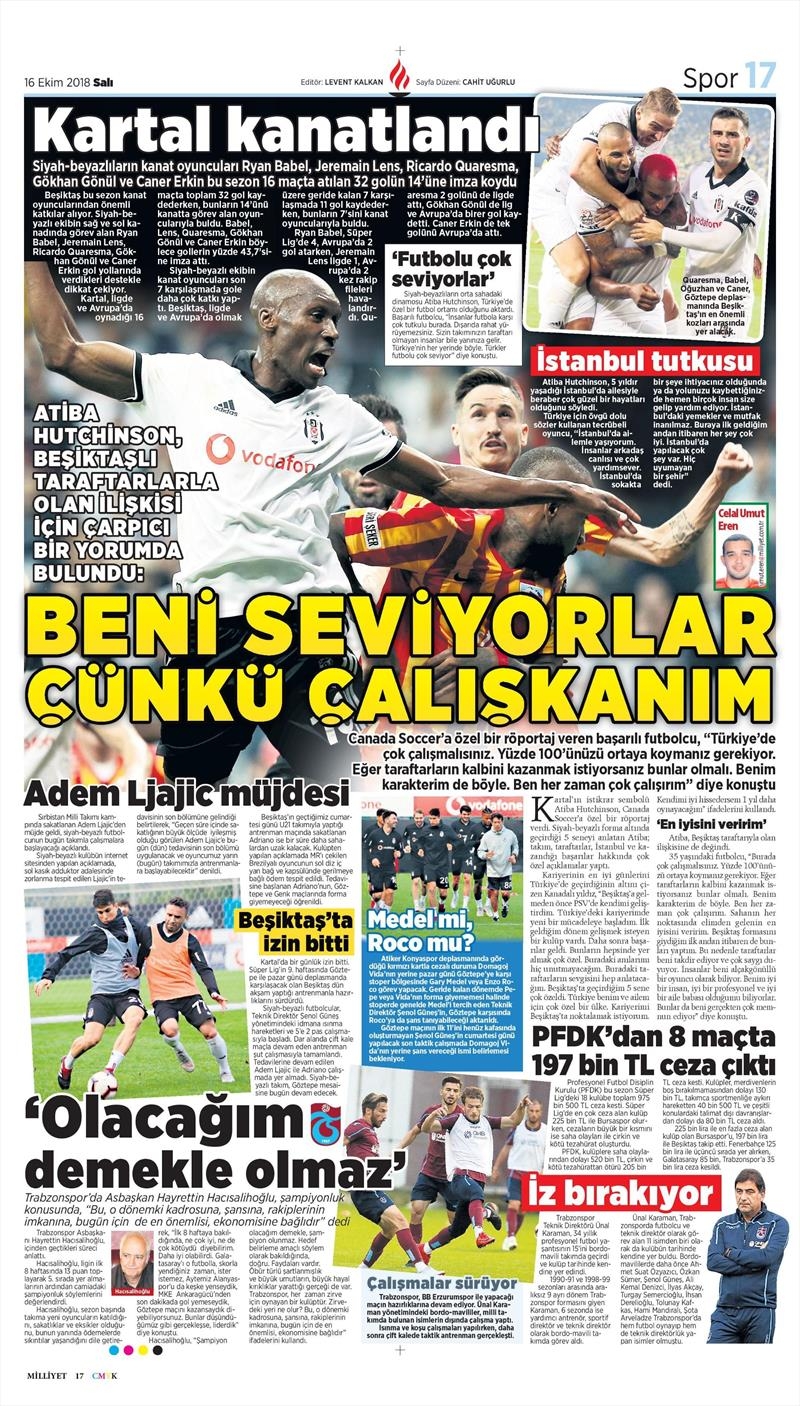 16 Ekim 2018 | Gazetelerin Beşiktaş Manşetleri - Görsel 2