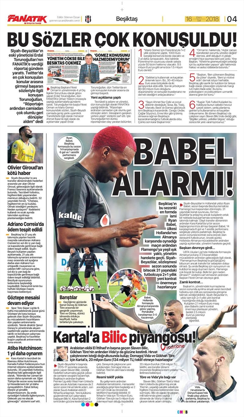 16 Ekim 2018 | Gazetelerin Beşiktaş Manşetleri - Görsel 7
