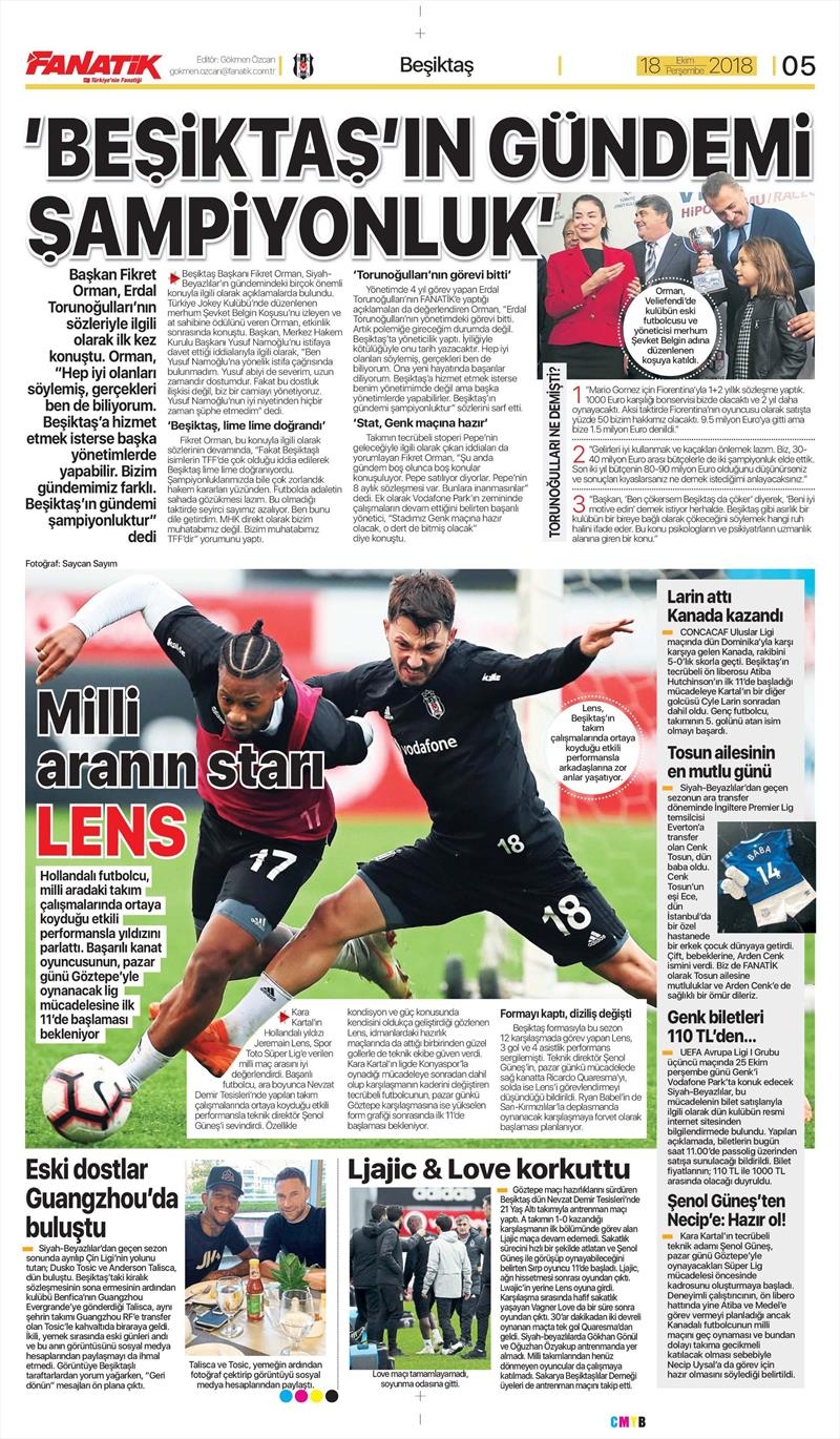 18 Ekim 2018 | Gazetelerin Beşiktaş Manşetleri - Görsel 2