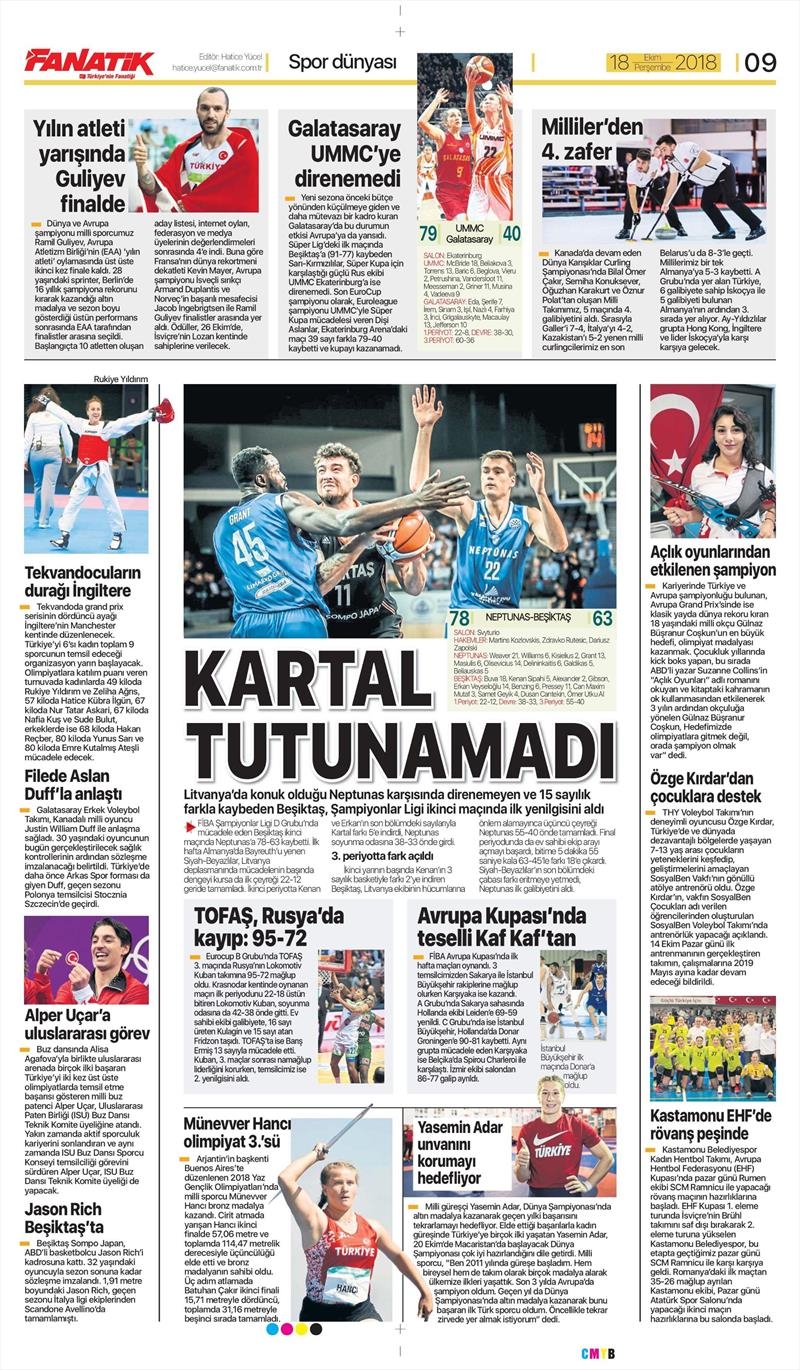 18 Ekim 2018 | Gazetelerin Beşiktaş Manşetleri - Görsel 3