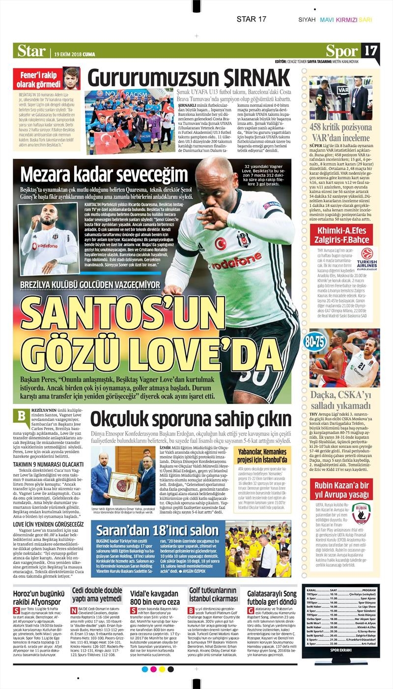19 Ekim 2018 | Gazetelerin Beşiktaş Manşetleri - Görsel 4