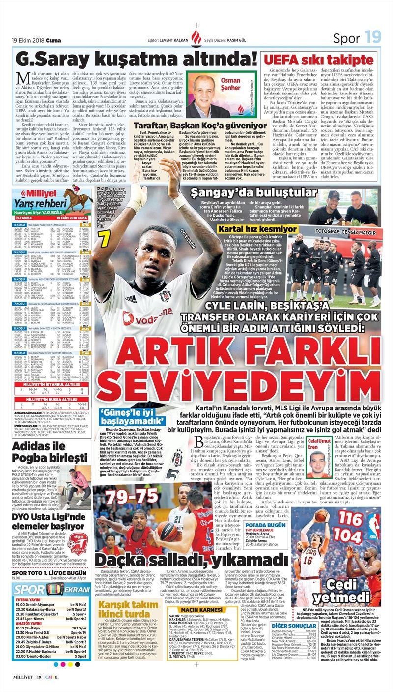 19 Ekim 2018 | Gazetelerin Beşiktaş Manşetleri - Görsel 7