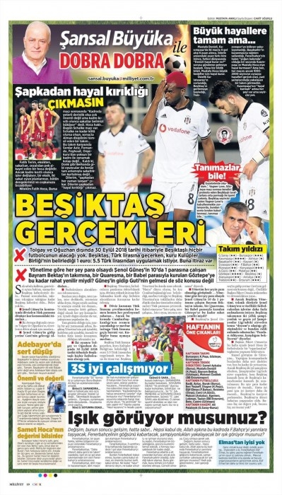 24 Ekim 2018 | Gazetelerin Beşiktaş Manşetleri - Görsel 5