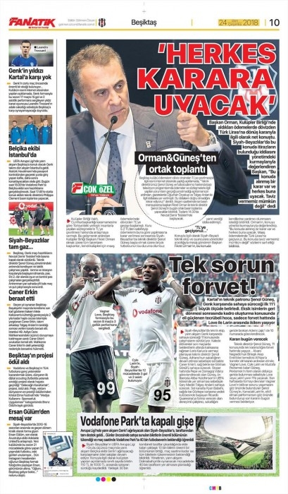 24 Ekim 2018 | Gazetelerin Beşiktaş Manşetleri - Görsel 6
