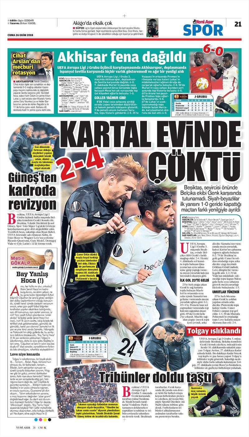 26 Ekim 2018 | Gazetelerin Beşiktaş Manşetleri - Görsel 14