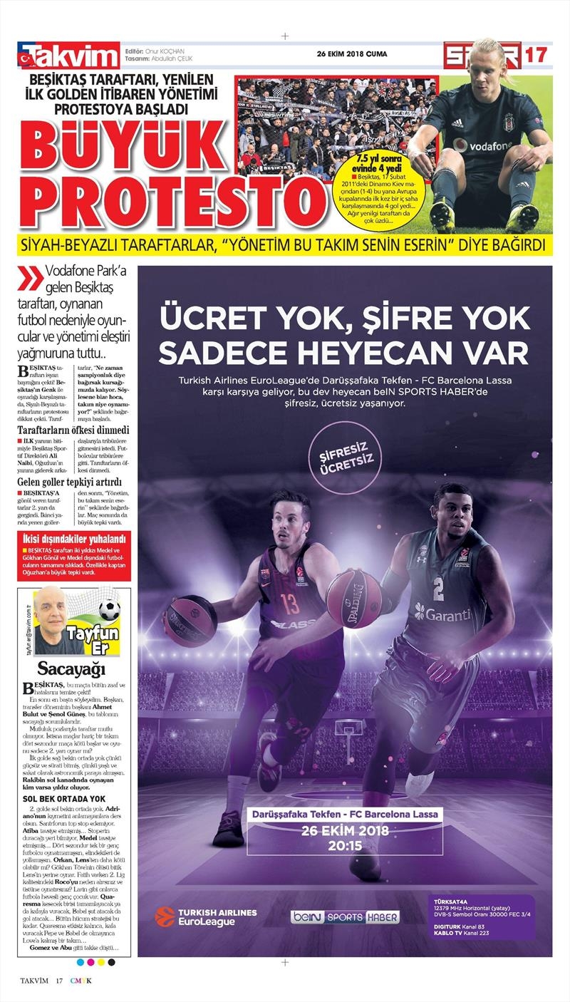 26 Ekim 2018 | Gazetelerin Beşiktaş Manşetleri - Görsel 3