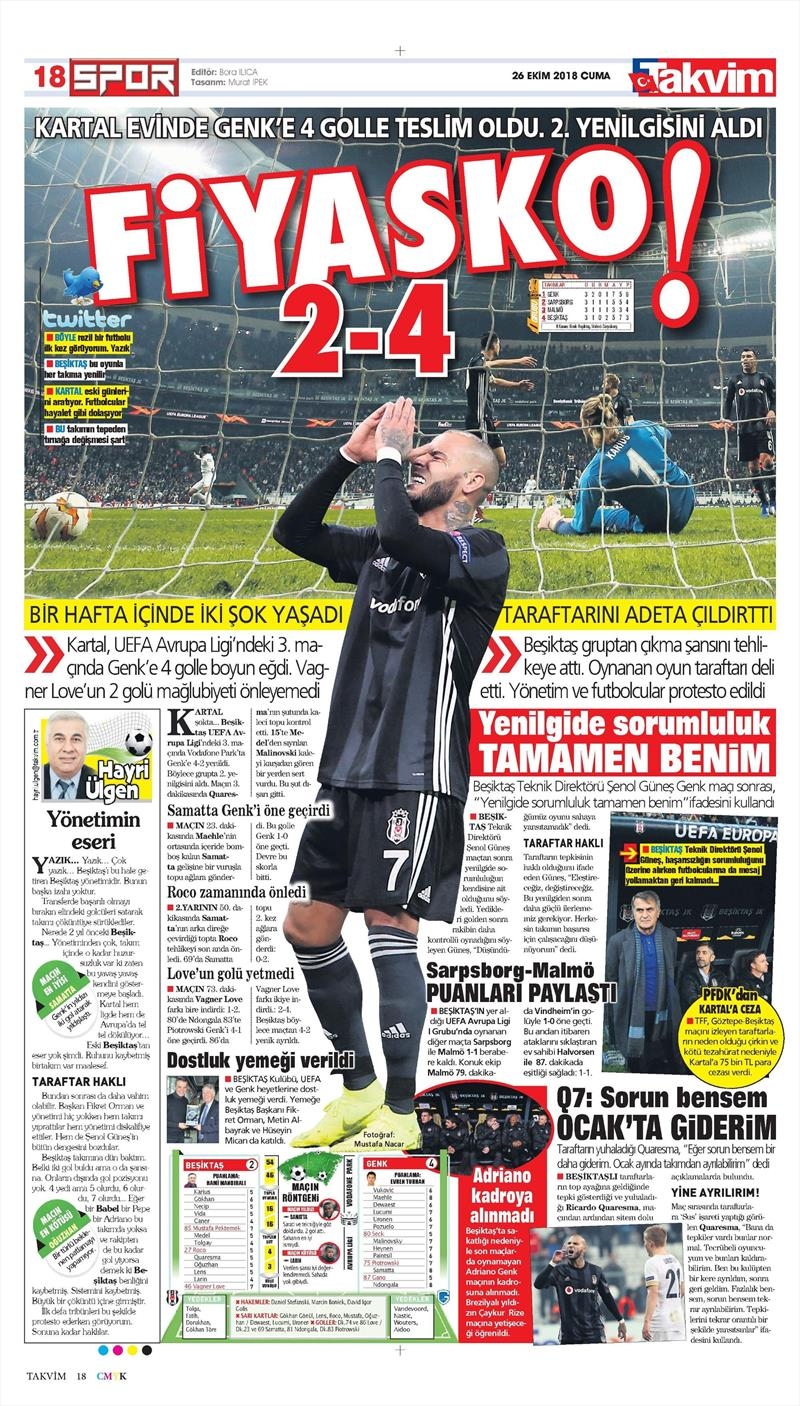 26 Ekim 2018 | Gazetelerin Beşiktaş Manşetleri - Görsel 4