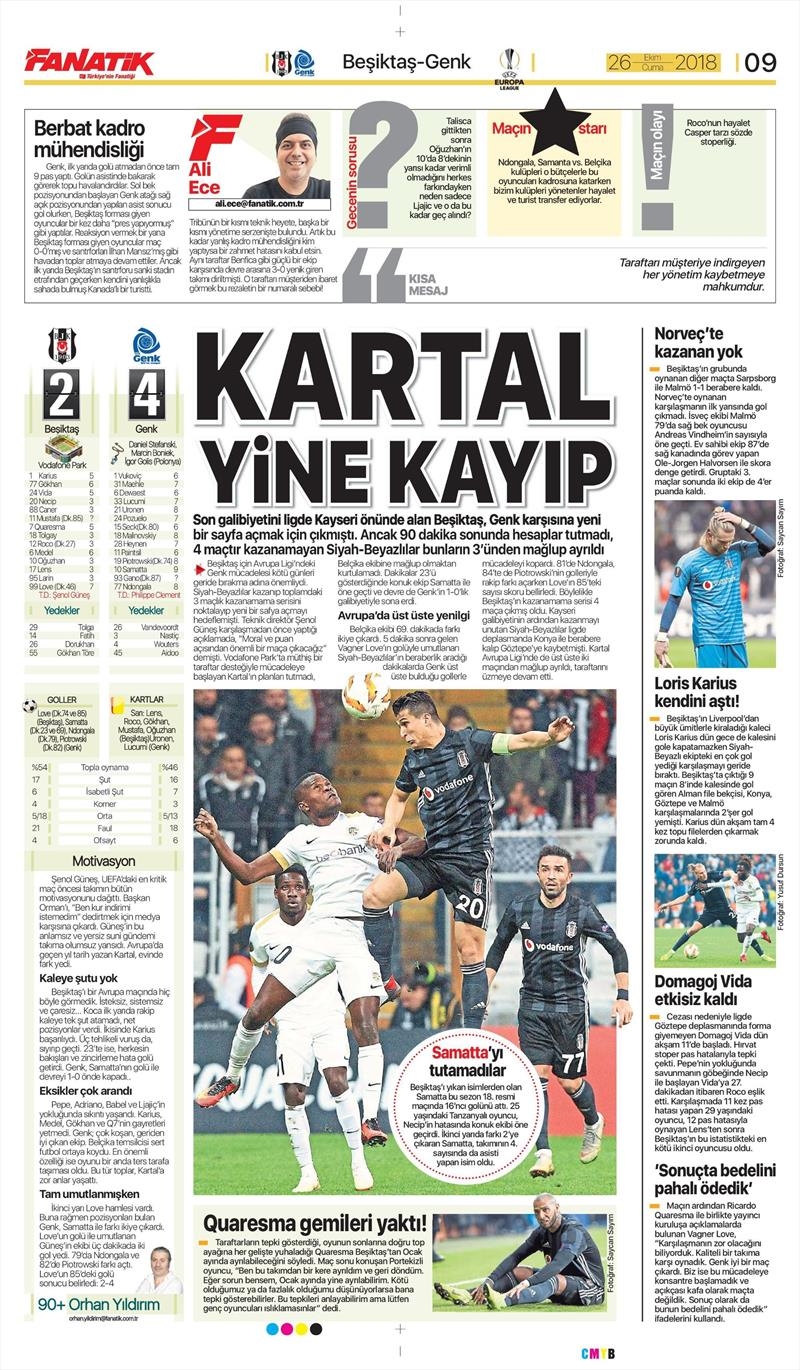 26 Ekim 2018 | Gazetelerin Beşiktaş Manşetleri - Görsel 5