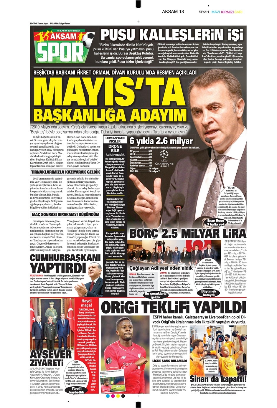 18 Kasım 2018 | Gazetelerin Beşiktaş Manşetleri - Görsel 1