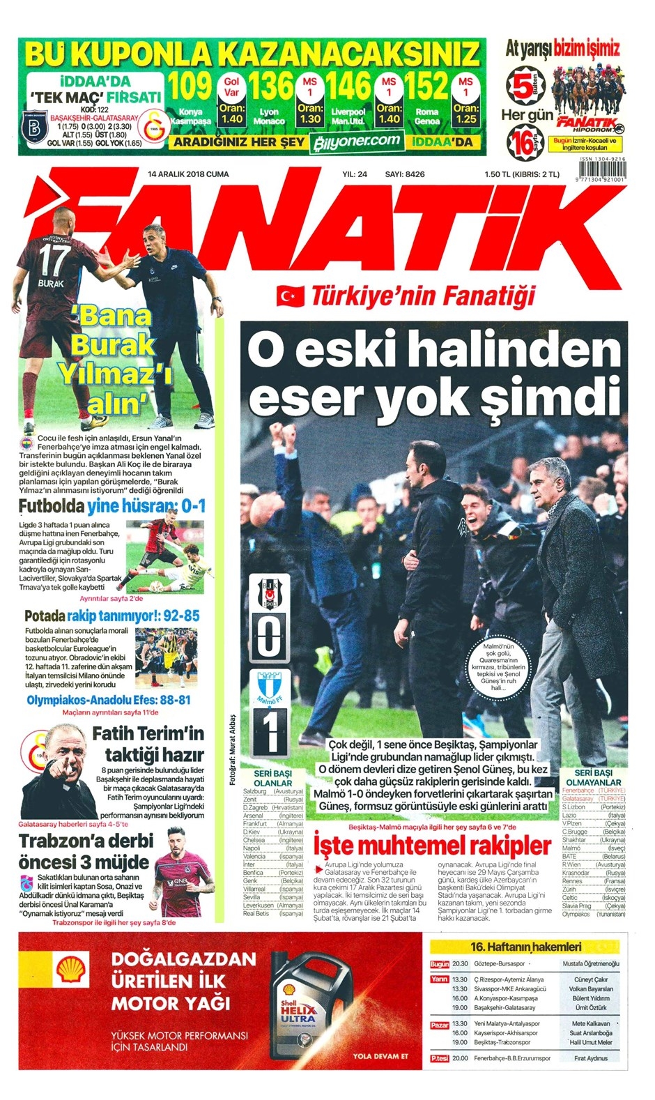 14 Aralık 2018 | Gazetelerin Beşiktaş Manşetleri - Görsel 6