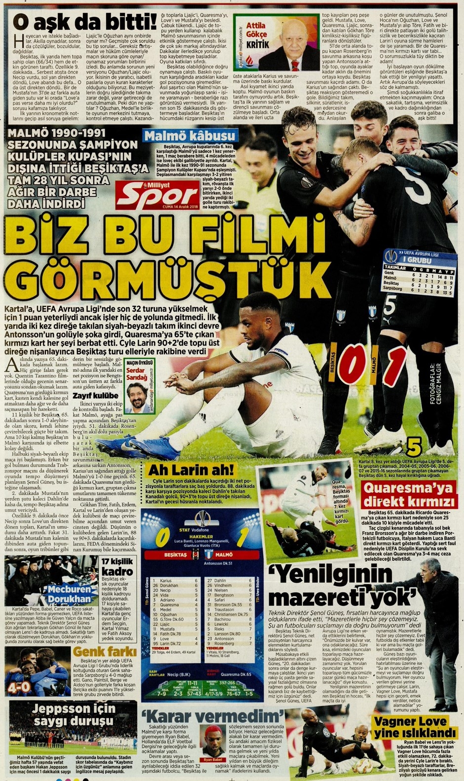 14 Aralık 2018 | Gazetelerin Beşiktaş Manşetleri - Görsel 9