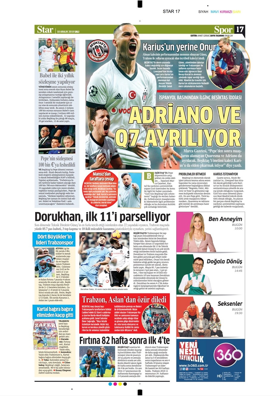 18 Aralık 2018 | Gazetelerin Beşiktaş Manşetleri - Görsel 1