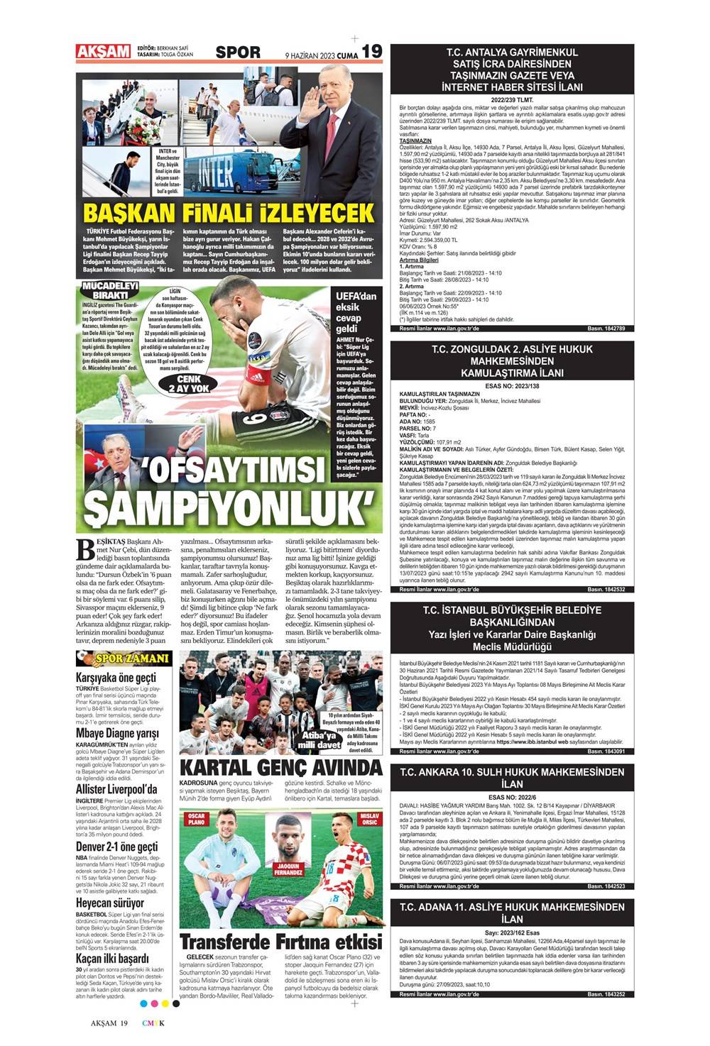 Gazete manşetleri (9 Haziran 2023) - Görsel 1
