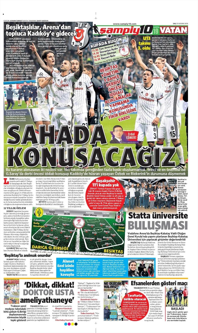 29 Kasım 2016 | Gazetelerin Beşiktaş manşetleri - Görsel 1