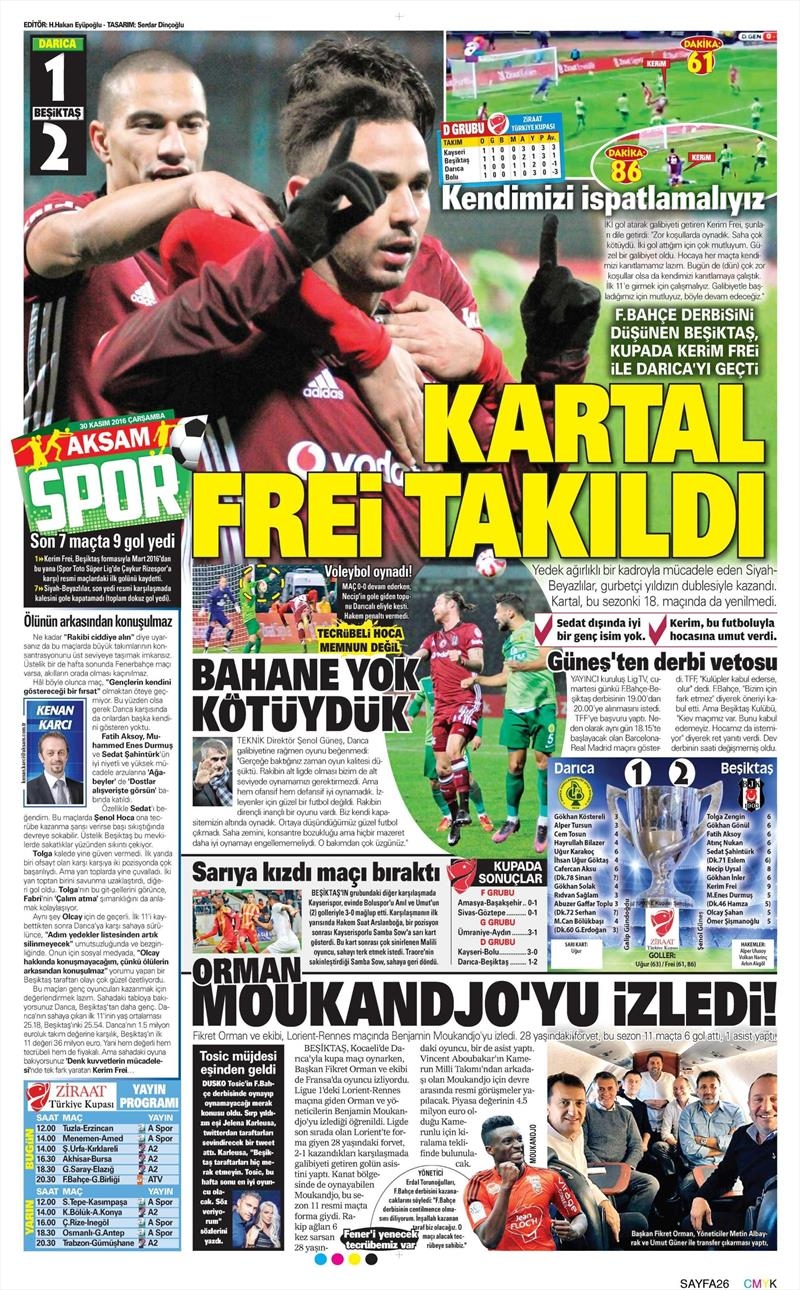 30 Kasım 2016 | Gazetelerin Beşiktaş manşetleri - Görsel 12