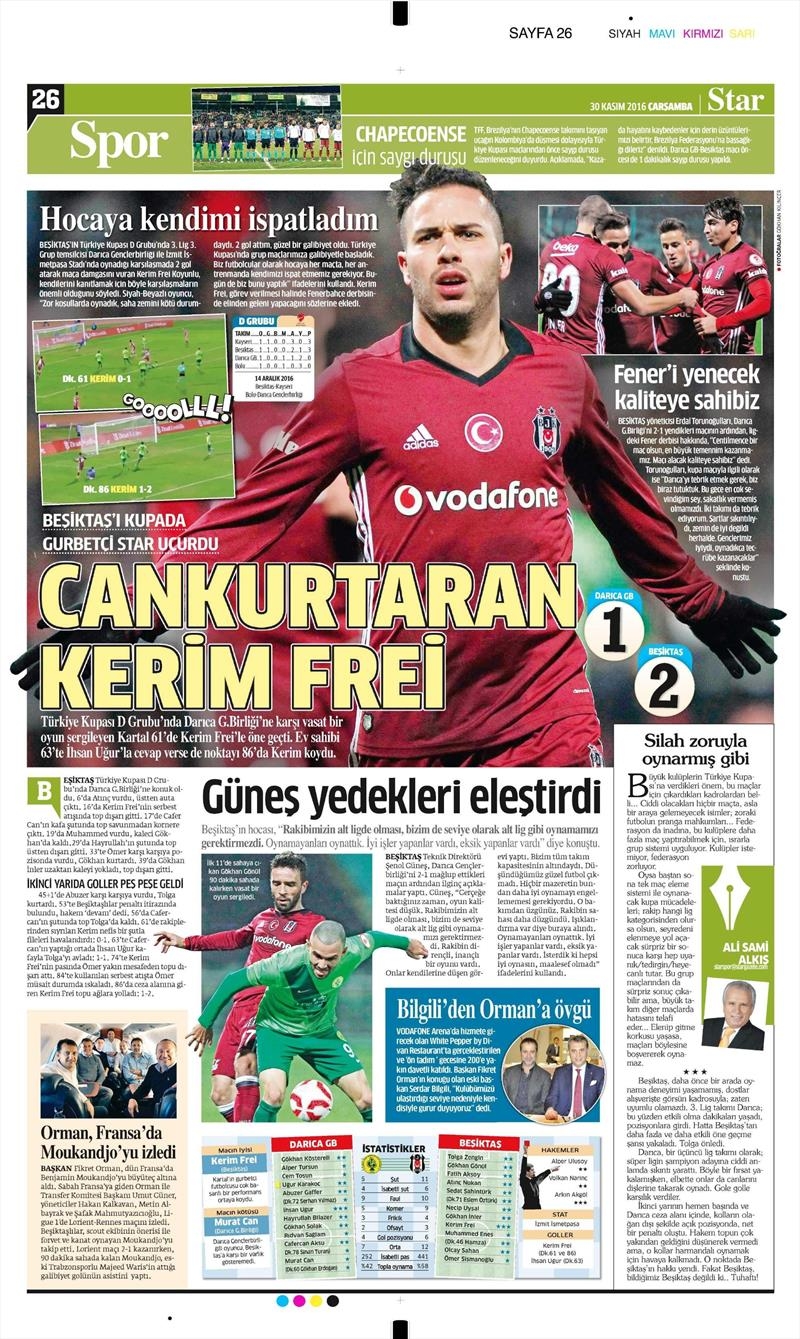 30 Kasım 2016 | Gazetelerin Beşiktaş manşetleri - Görsel 5