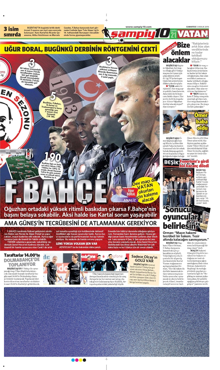 3 Aralık 2016 | Gazetelerin Beşiktaş manşetleri - Görsel 1