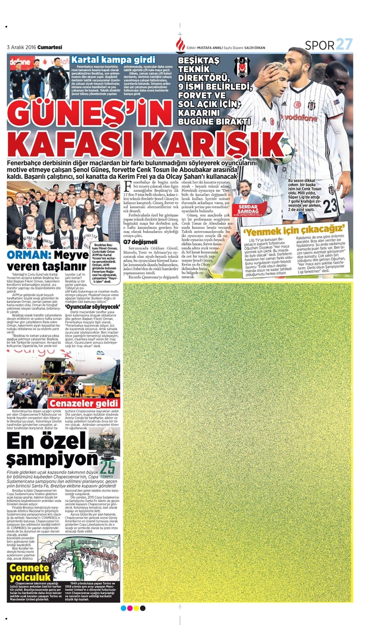 3 Aralık 2016 | Gazetelerin Beşiktaş manşetleri - Görsel 8