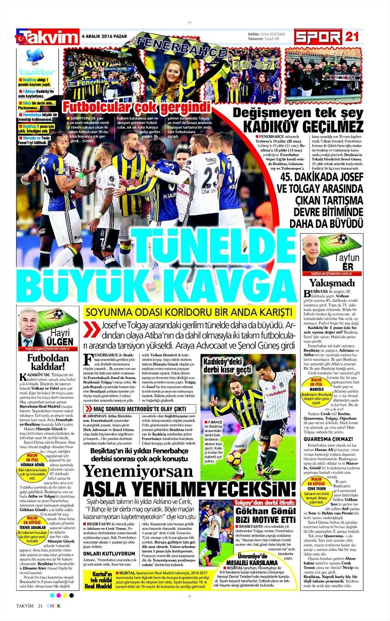 4 Aralık 2016 | İşte gazetelerin derbi manşetleri - Görsel 46