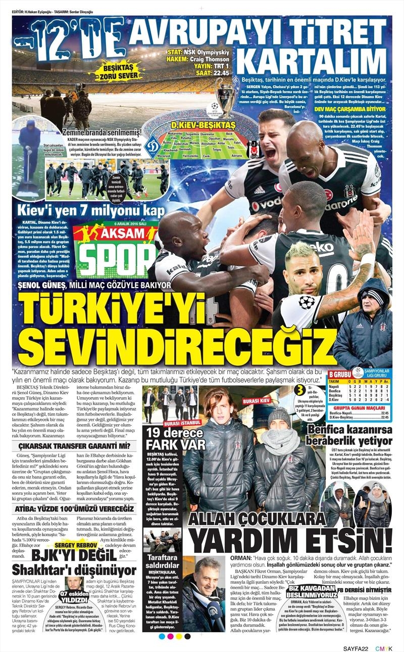 6 Aralık 2016 | İşte gazetelerin Beşiktaş manşetleri - Görsel 1