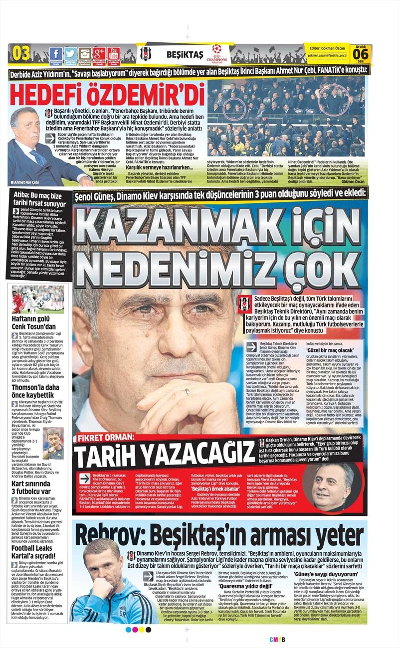6 Aralık 2016 | İşte gazetelerin Beşiktaş manşetleri - Görsel 12