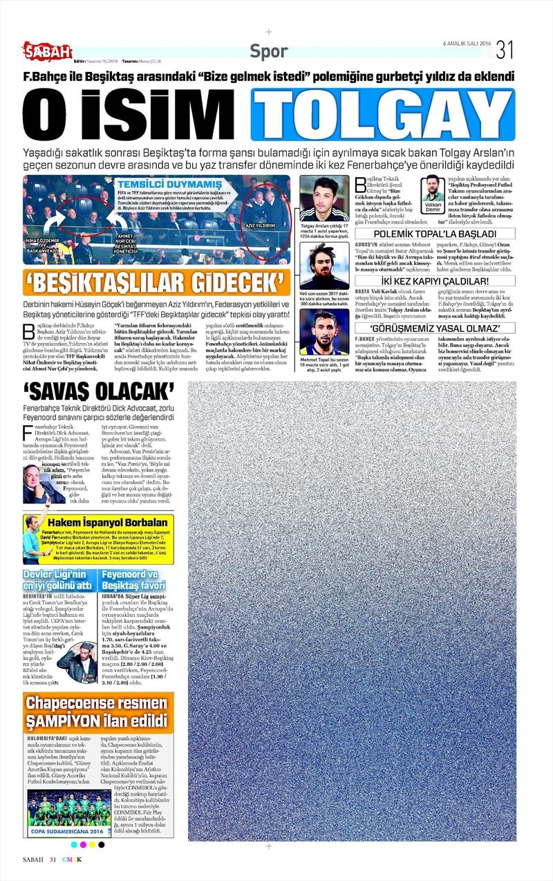 6 Aralık 2016 | İşte gazetelerin Beşiktaş manşetleri - Görsel 6