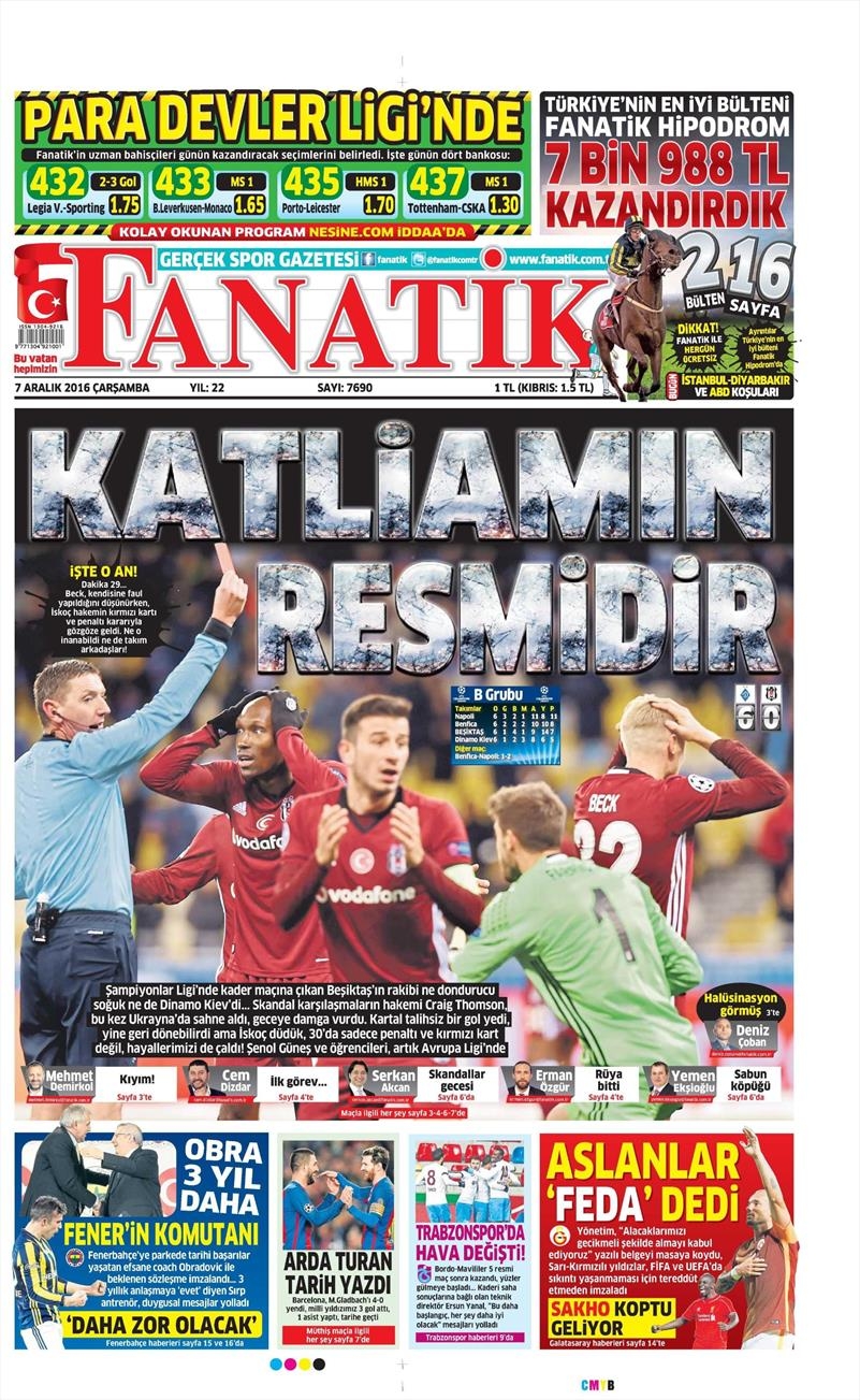 7 Aralık 2016 | İşte gazetelerin Beşiktaş manşetleri - Görsel 1