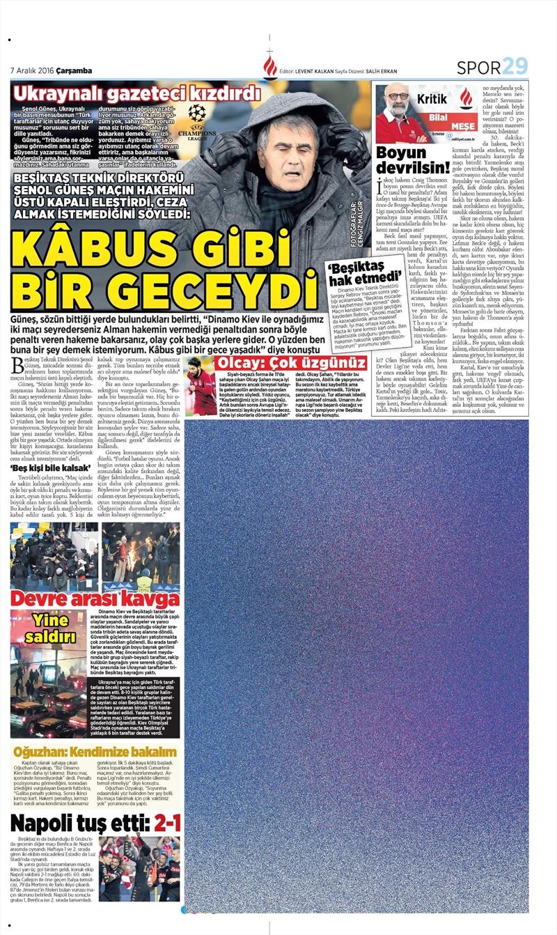 7 Aralık 2016 | İşte gazetelerin Beşiktaş manşetleri - Görsel 10