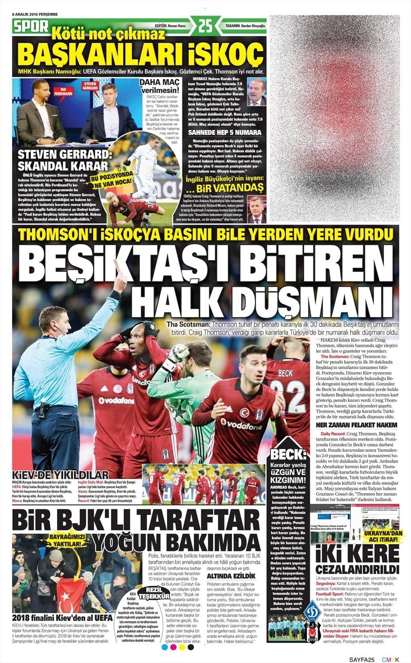 8 Aralık 2016 | İşte gazetelerin Beşiktaş manşetleri - Görsel 15