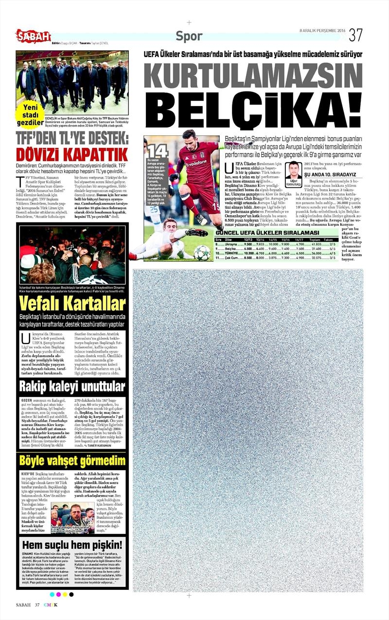 8 Aralık 2016 | İşte gazetelerin Beşiktaş manşetleri - Görsel 7