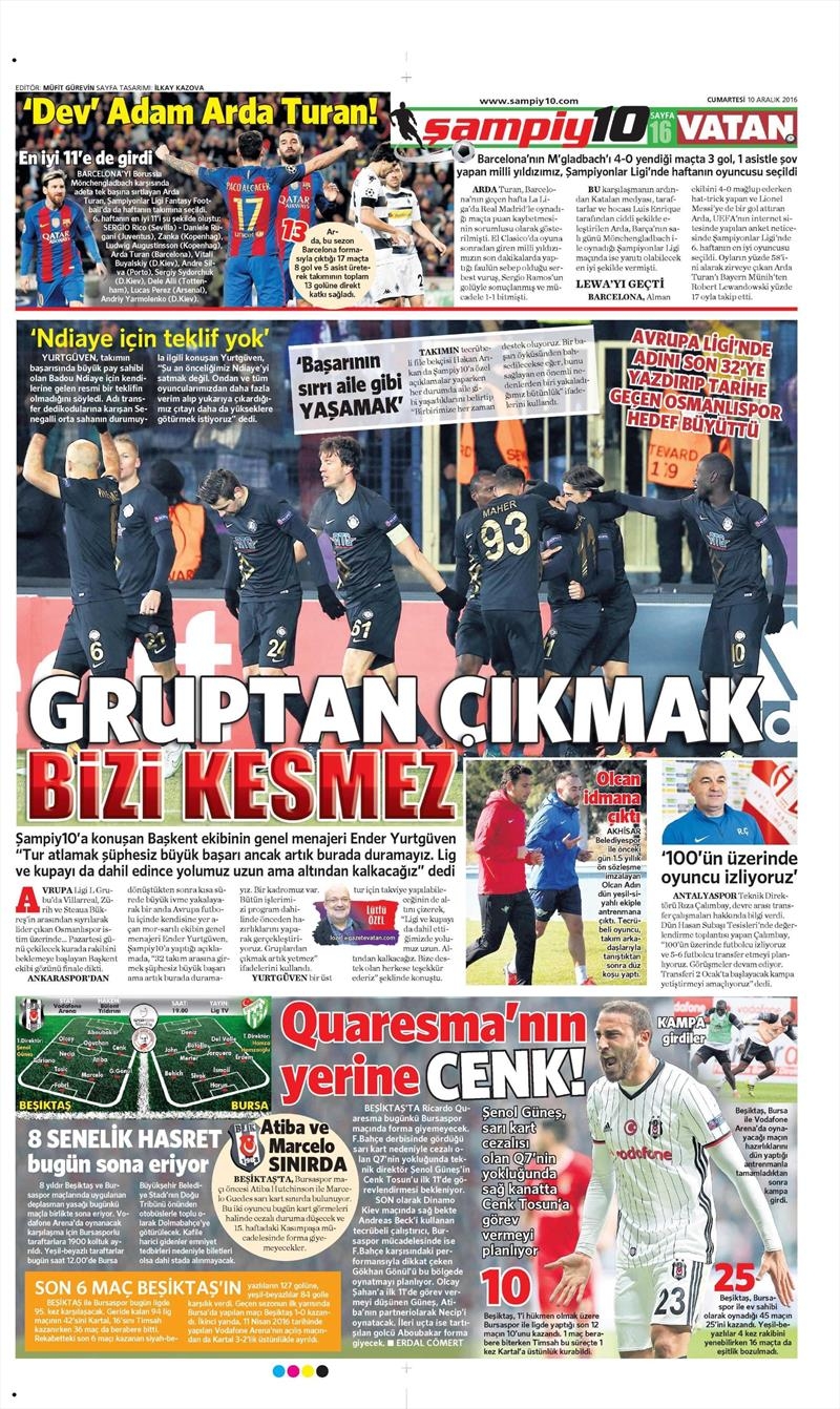 10 Aralık 2016 | İşte gazetelerin Beşiktaş manşetleri - Görsel 1
